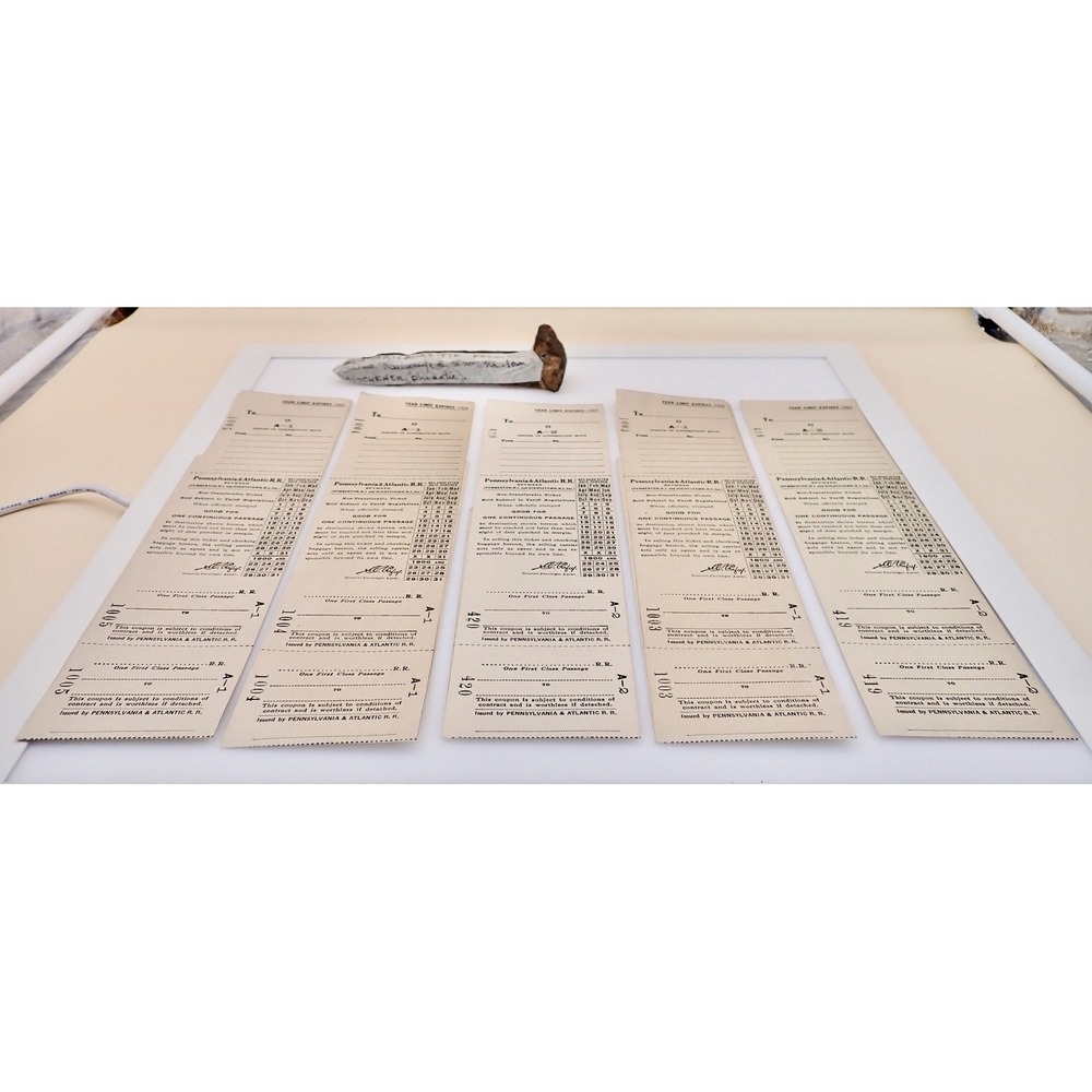 Vintage Railroad Tickets and Ties 1900's Pennsylvania & Atlantic Railroad